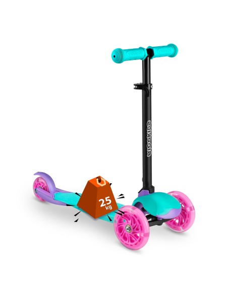 Triratis paspirtukas Ricokids Loco - turkio rožinė Triratis paspirtukas Ricokids Loco - turkio rožinė