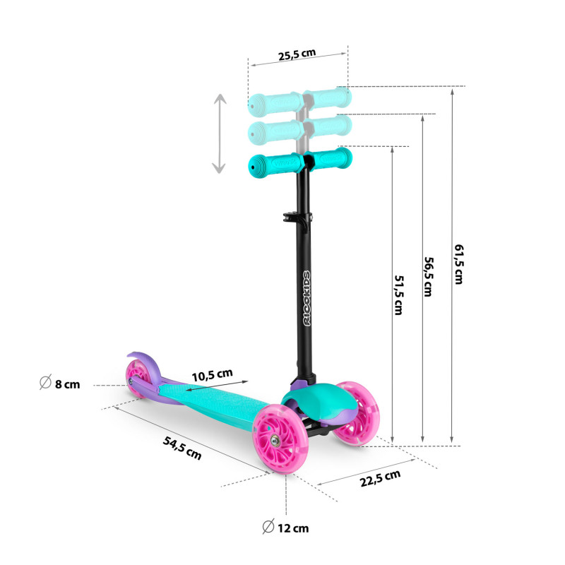 Triratis paspirtukas Ricokids Loco - turkio rožinė