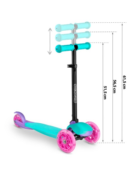 Triratis paspirtukas Ricokids Loco - turkio rožinė Triratis paspirtukas Ricokids Loco - turkio rožinė