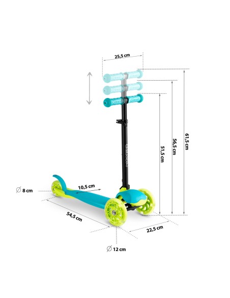Triratis paspirtukas Ricokids Loco - turkis Triratis paspirtukas Ricokids Loco - turkis