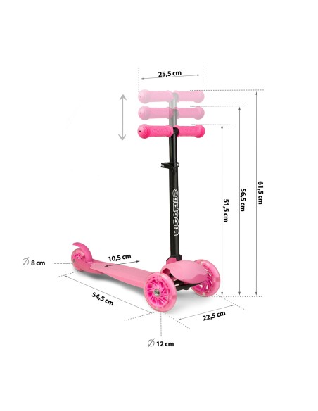 Triratis paspirtukas Ricokids Loco - rožinis Triratis paspirtukas Ricokids Loco - rožinis