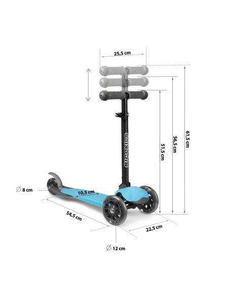 Triratis paspirtukas Ricokids Loco - mėlynas Triratis paspirtukas Ricokids Loco - mėlynas