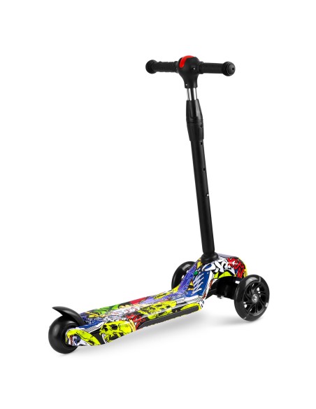 Triratis paspirtukas Ricokids Piko - juodas su spalvingais raštais Triratis paspirtukas Ricokids Piko - juodas su spalvingais raštais