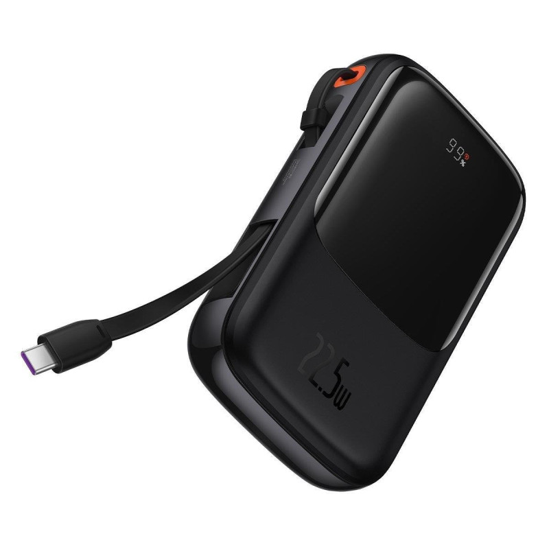 Maitinimo bankas su greitu įkrovimu 10000mAh 22,5W QC-PD-SCP-FCP USB-C kabelis juodas