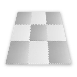 Putplasčio dėlionės kilimėlis baltas ir pilkas 60 x 60 cm 9 vnt.