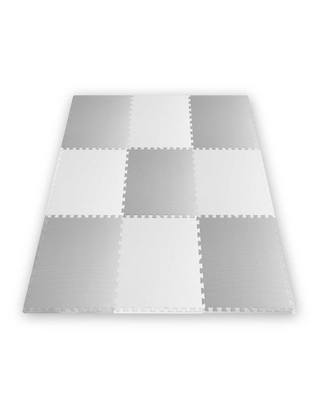 Putplasčio dėlionės kilimėlis baltas ir pilkas 60 x 60 cm 9 vnt. Putplasčio dėlionės kilimėlis baltas ir pilkas 60 x 60 cm 9 vnt.