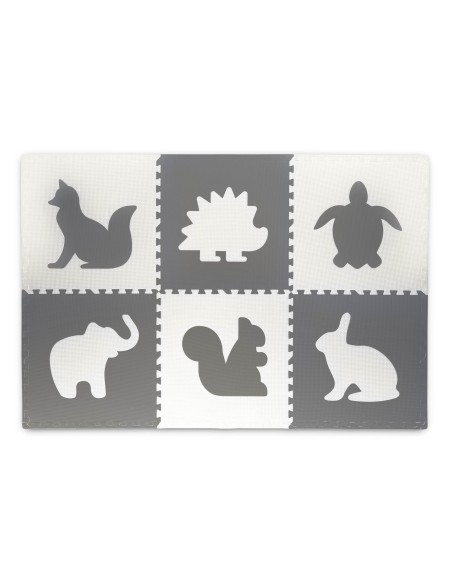 Didelis porolono kilimėlis, dėlionės, balti ir pilki gyvūnai 6 vnt.