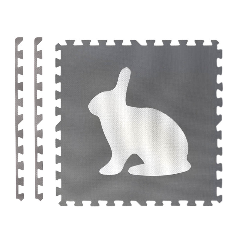 Didelis porolono kilimėlis, dėlionės, balti ir pilki gyvūnai 6 vnt.