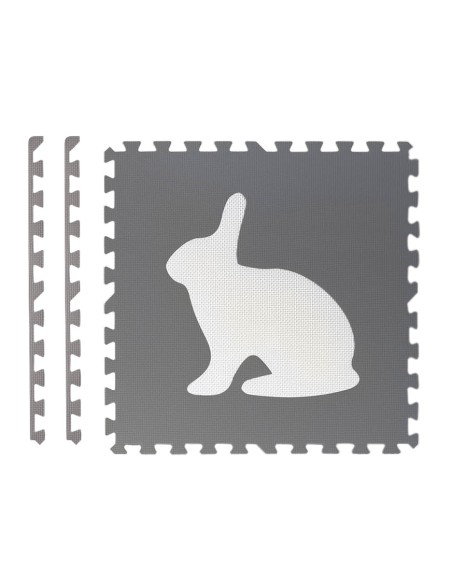 Didelis porolono kilimėlis, dėlionės, balti ir pilki gyvūnai 6 vnt.