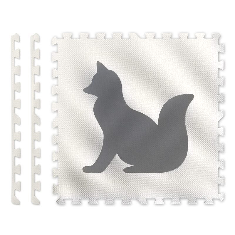 Didelis porolono kilimėlis, dėlionės, balti ir pilki gyvūnai 6 vnt.