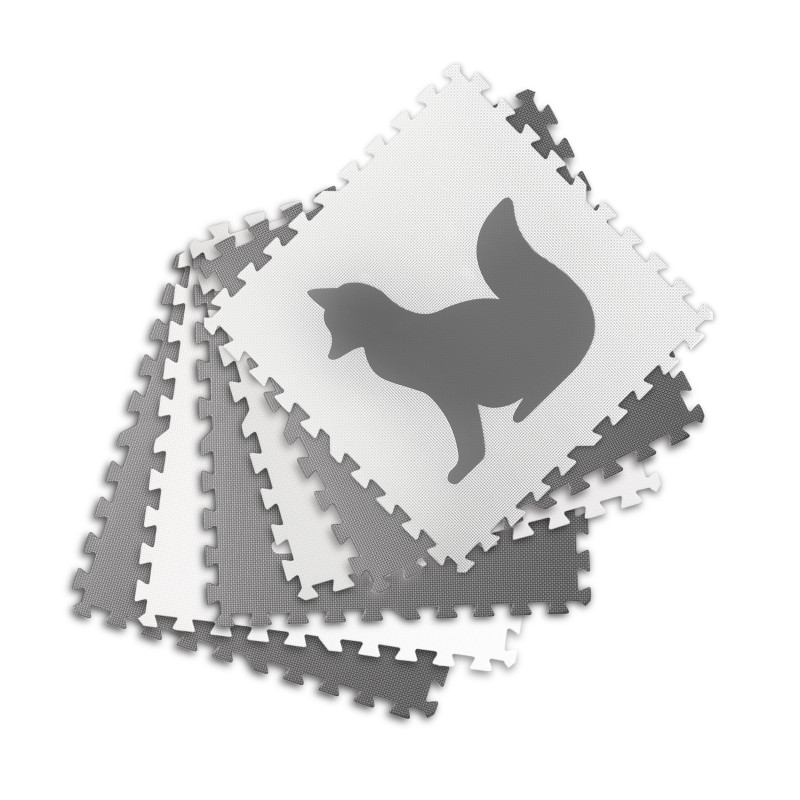 Didelis porolono kilimėlis, dėlionės, balti ir pilki gyvūnai 6 vnt.