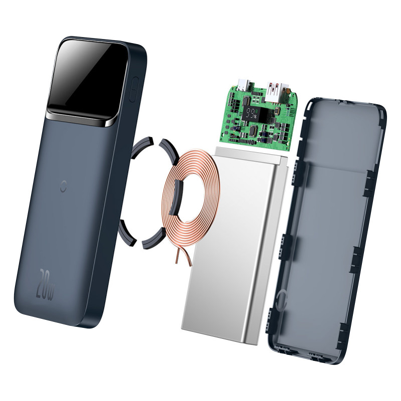 Magnetinis maitinimo blokas 10000mAh 20W Overseas Edition USB laidas USB-C tamsiai mėlynas