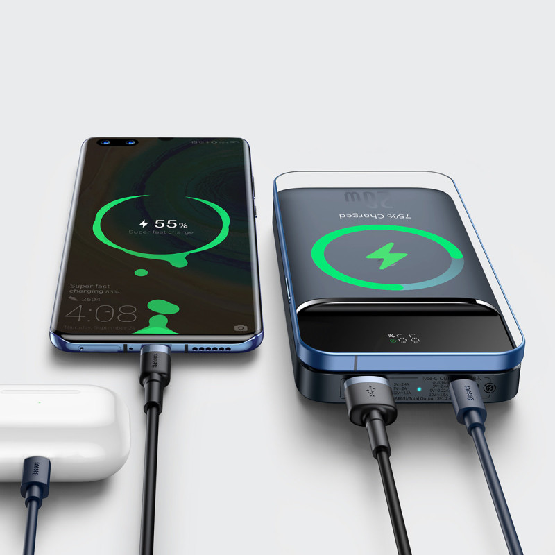 Magnetinis maitinimo blokas 10000mAh 20W Overseas Edition USB laidas USB-C tamsiai mėlynas