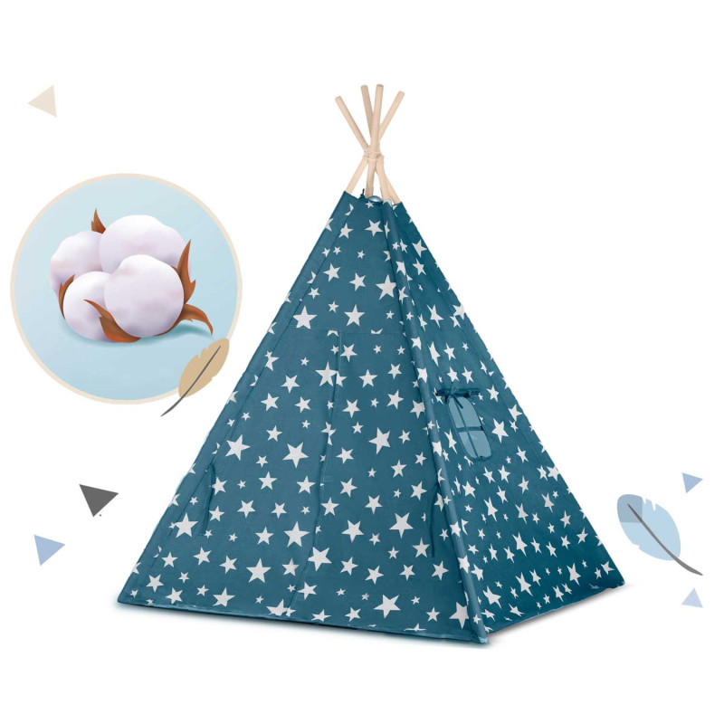 Teepee palapinė vaikams su Nukido lemputėmis - mėlyna
