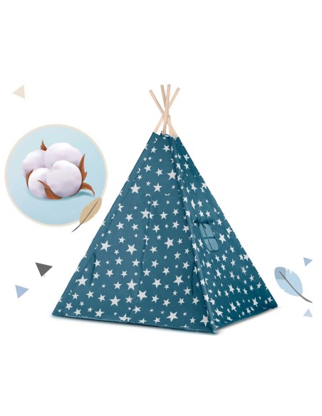 Teepee palapinė vaikams su Nukido lemputėmis - mėlyna Teepee palapinė vaikams su Nukido lemputėmis - mėlyna
