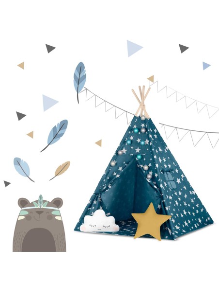 Teepee palapinė vaikams su Nukido lemputėmis - mėlyna Teepee palapinė vaikams su Nukido lemputėmis - mėlyna