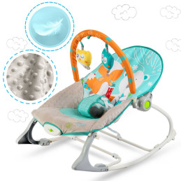Rokeris su vibracijomis Ricokids - balta ir mėlyna