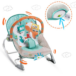 Rokeris su vibracijomis Ricokids - balta ir mėlyna