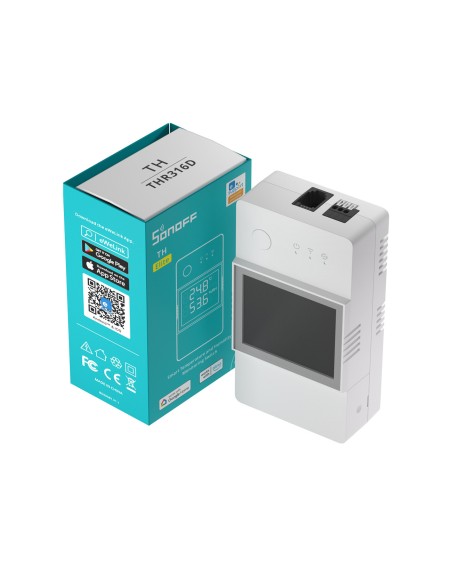 WiFi relė su drėgmės ir temperatūros matavimo funkcija 16A RJ9 4P4C balta THR316D