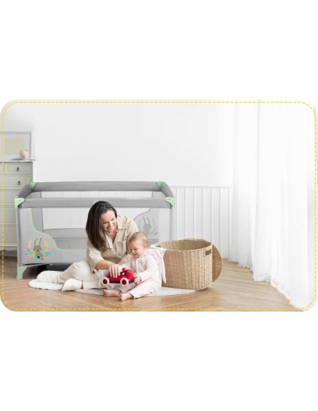 Kelioninė lovelė 125 x 65 x 78 cm RK-240 pilka ir mėtinė Kelioninė lovelė 125 x 65 x 78 cm RK-240 pilka ir mėtinė
