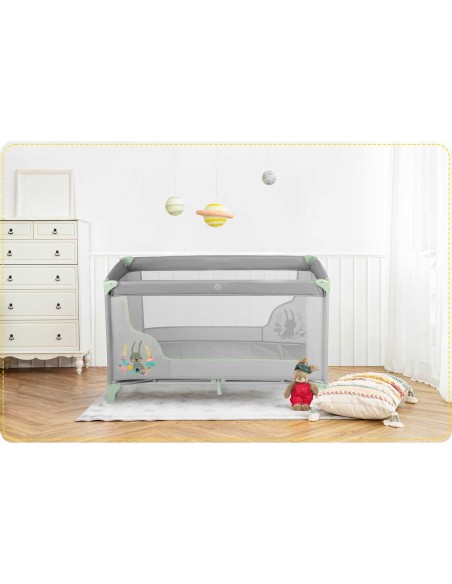 Kelioninė lovelė 125 x 65 x 78 cm RK-240 pilka ir mėtinė Kelioninė lovelė 125 x 65 x 78 cm RK-240 pilka ir mėtinė