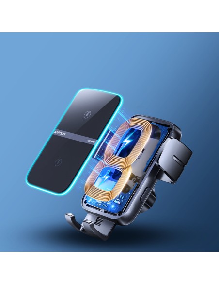 Automobilinis pakrovėjas su laikikliu 15W QC3.0 dviguba ritė juoda