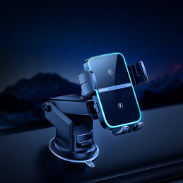 Automobilinis pakrovėjas su laikikliu 15W QC3.0 dviguba ritė juoda
