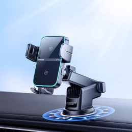 Automobilinis pakrovėjas su laikikliu 15W QC3.0 dviguba ritė juoda