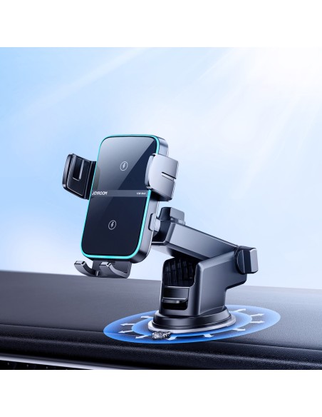 Automobilinis pakrovėjas su laikikliu 15W QC3.0 dviguba ritė juoda