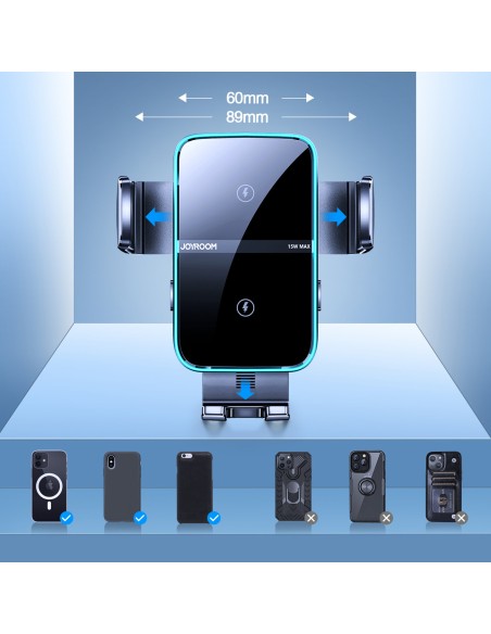 Automobilinis pakrovėjas su laikikliu 15W QC3.0 dviguba ritė juoda