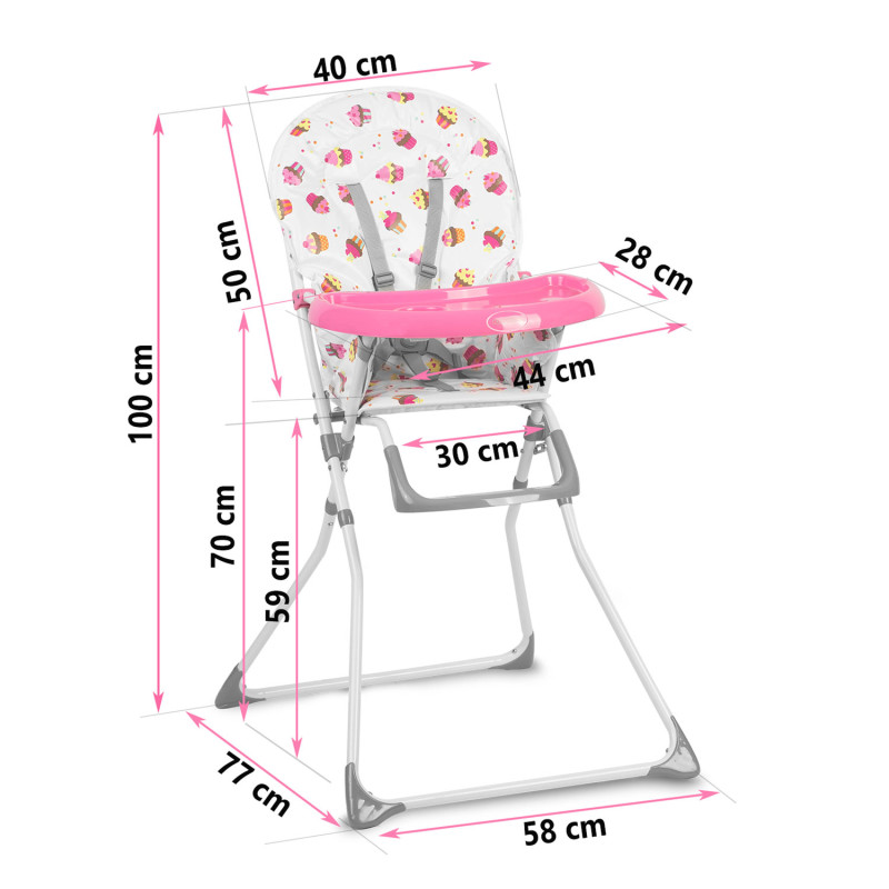 Aukšta kėdutė su stalu Ricokids FANDO cupcakes