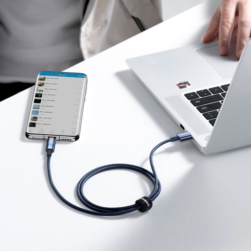 Explorer serijos kabelis USB laidas USB-C 100W 2m mėlynas