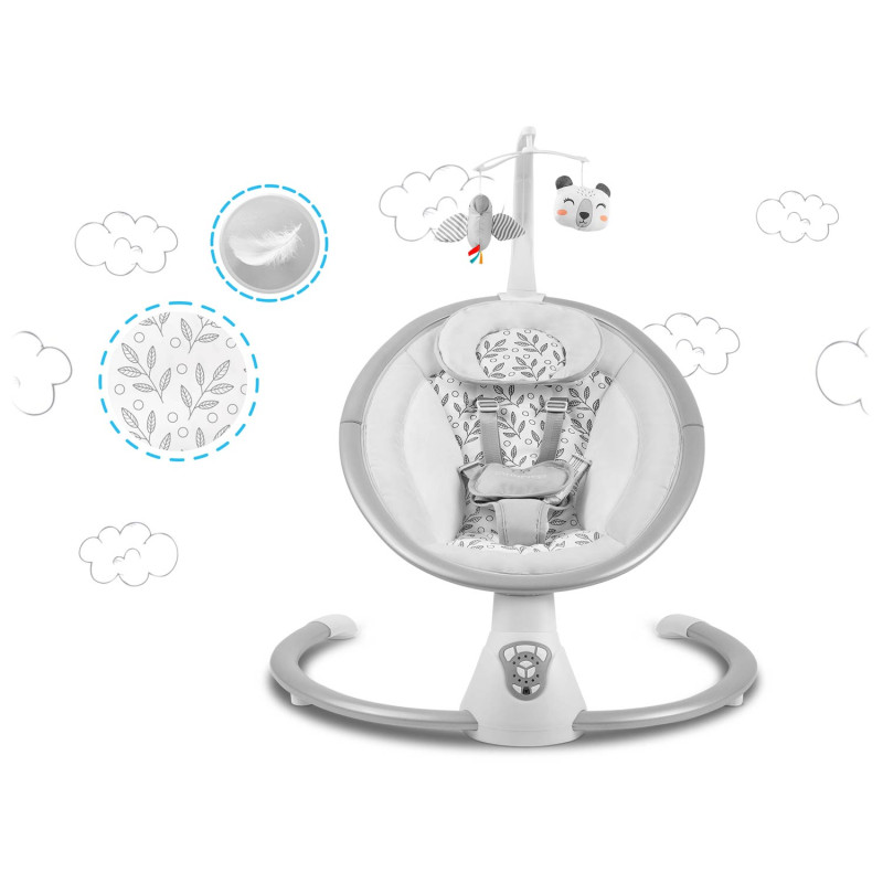 Daugiafunkcinis atmuštuvas su automatiniu siūbavimu balta ir pilka Ricokids 705000