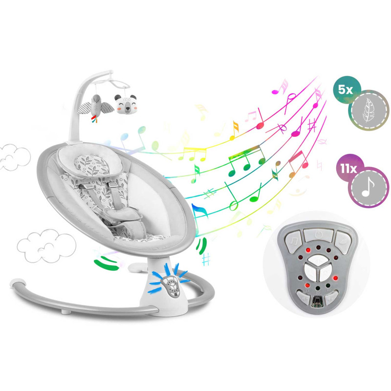 Daugiafunkcinis atmuštuvas su automatiniu siūbavimu balta ir pilka Ricokids 705000