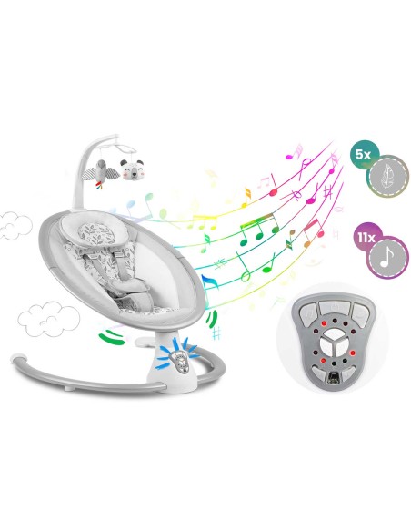 Daugiafunkcinis atmuštuvas su automatiniu siūbavimu balta ir pilka Ricokids 705000