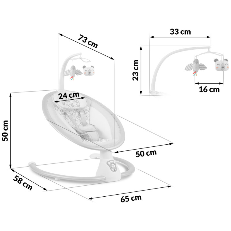Daugiafunkcinis atmuštuvas su automatiniu siūbavimu balta ir pilka Ricokids 705000