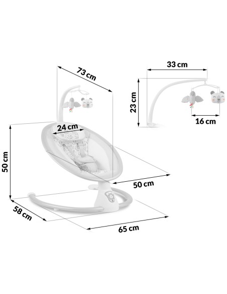 Daugiafunkcinis atmuštuvas su automatiniu siūbavimu balta ir pilka Ricokids 705000