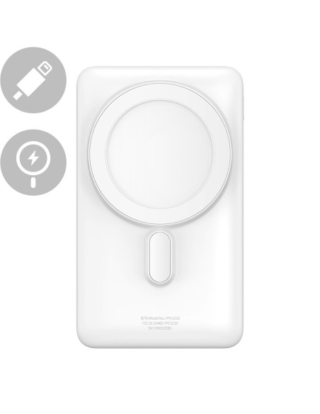 Maitinimo bankas su belaidžiu įkrovimu MagSafe 10000mAh 20W balta + USB-C laidas 0,5m