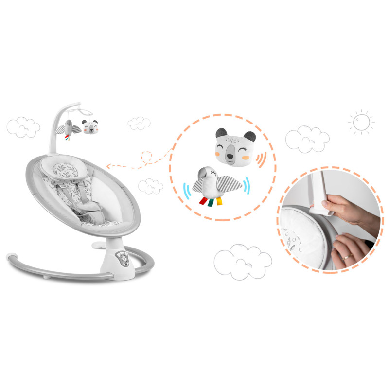 Daugiafunkcinis atmuštuvas su automatiniu siūbavimu balta ir pilka Ricokids 705000