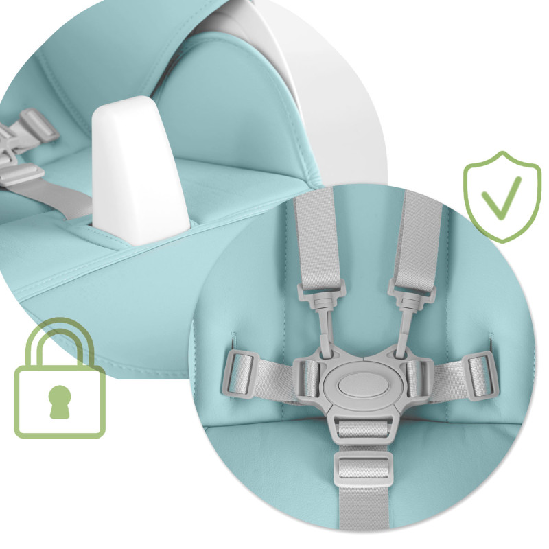 Aukšta kėdutė su stalu, Belo bouncer mėlyna