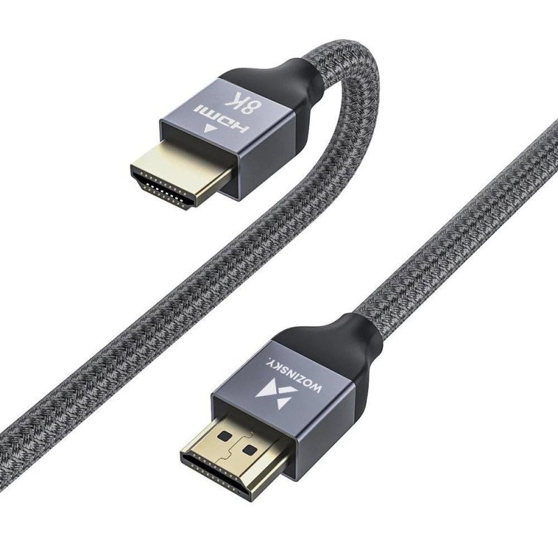 Kabelis HDMI 2.1 8K 60 Hz 48 Gbps 4K 120 Hz 2K 144 Hz 1 m sidabrinis