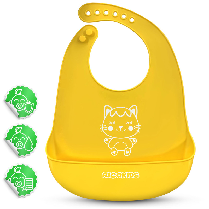 silikoninis seilinukas Ricokids maitinimui geltonas