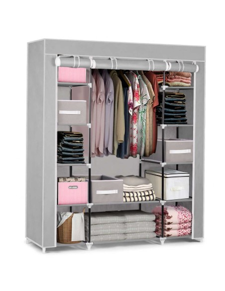 Massido didelė tekstilinė spinta su stalčiais - pilka Massido didelė tekstilinė spinta su stalčiais - pilka