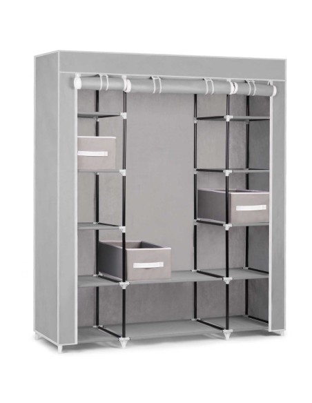 Massido didelė tekstilinė spinta su stalčiais - pilka Massido didelė tekstilinė spinta su stalčiais - pilka