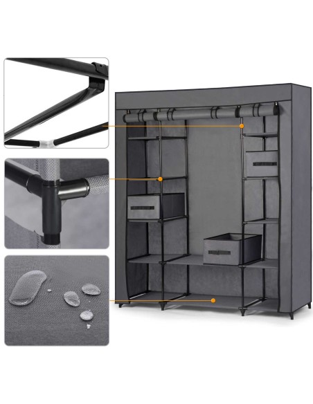 Massido didelė tekstilinė spinta su stalčiais - grafitas Massido didelė tekstilinė spinta su stalčiais - grafitas