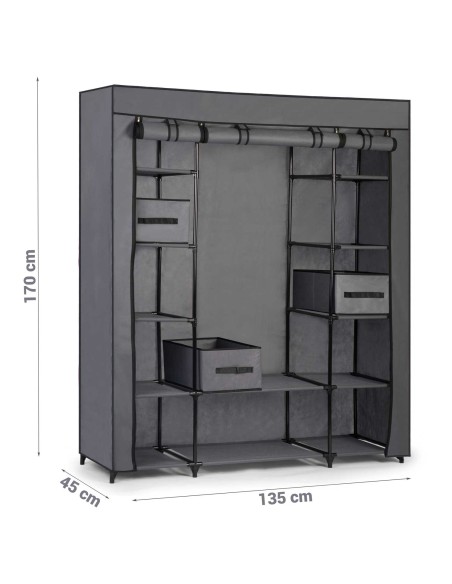 Massido didelė tekstilinė spinta su stalčiais - grafitas Massido didelė tekstilinė spinta su stalčiais - grafitas