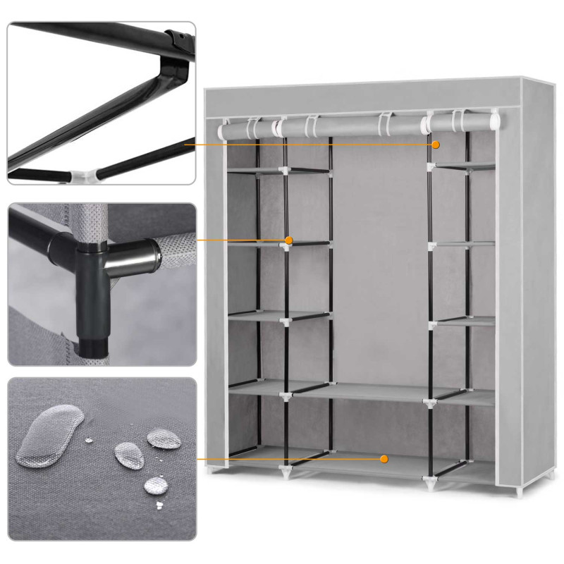 Massido didelė tekstilinė spinta - pilka