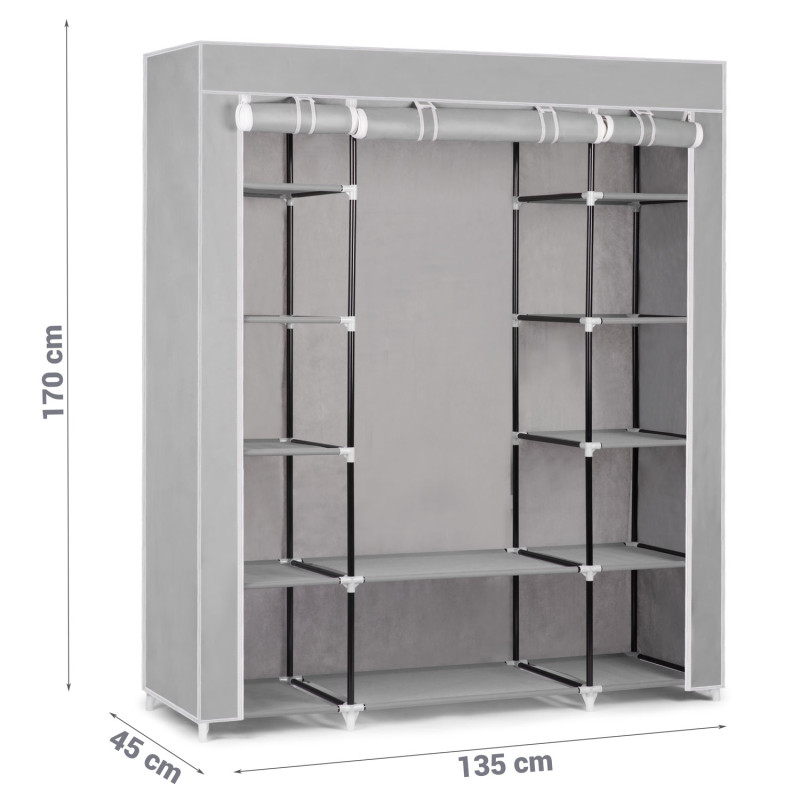 Massido didelė tekstilinė spinta - pilka