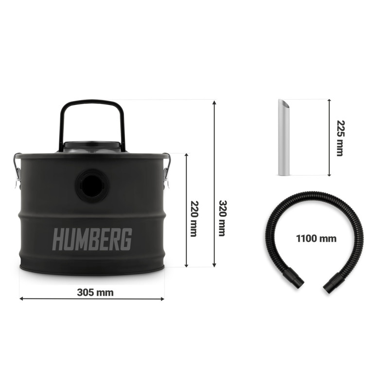 Židinio pelenų dulkių siurblys 15L 1200W HM-404