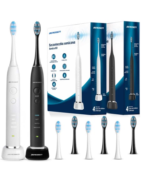 Sonic dantų šepetėlių rinkinys Sonica B3 baltos ir juodos spalvos